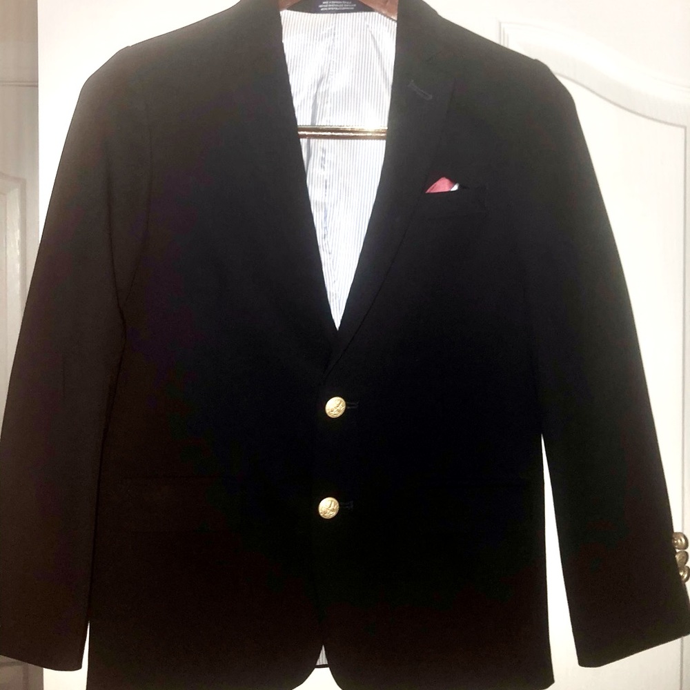 IZOD YOUTH size 12 Navy Blazer w/ Handkerchief